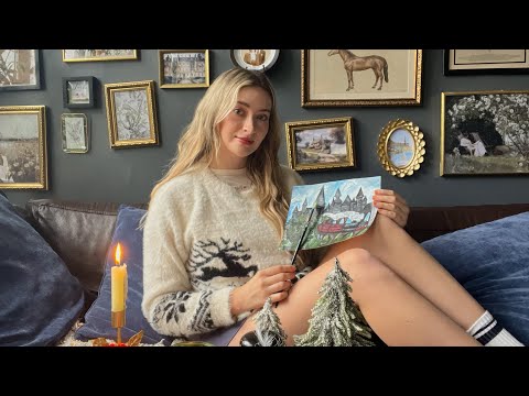 ASMR | Painting Christmas Cards 🌲