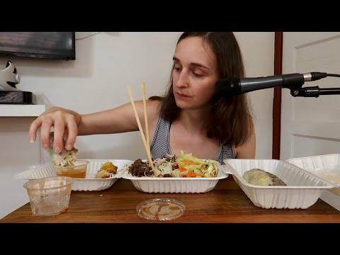 Favorite Vietnamese Food - Vermicelli Bun, Beef Cold Rolls ~ Whispered Have Lunch With Me ASMR!