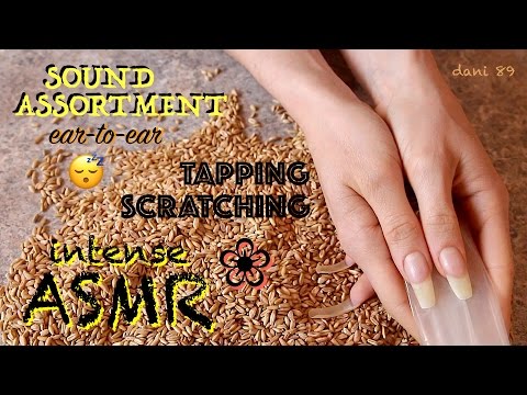 👂EAR-to-EAR 🎧 ASMR: NATURAL NAILS in SOUND ASSORTMENT: carton, plastic, table, spelt, barley ❀