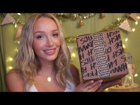 ASMR LUSH Christmas PR Unboxing! tracing, whispers, lid sounds, lotion...