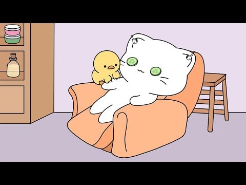 duckling massages the cat | ASMR animation