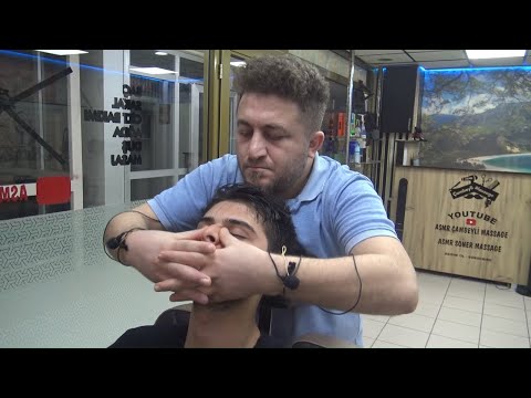 ASMR TURKISH BARBER MASSAGE = NECK CRACK = EAR BURN=head,back,foot,ear,face,arm,sleep,energy massage