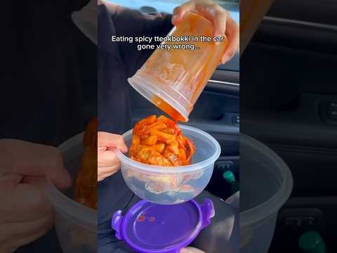 EATING SPICY TTEOKBOKKI IN THE CAR GONE VERY WRONG #shorts #viral #mukbang