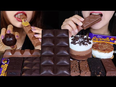 ASMR CADBURY CARAMELLO, GIANT DARK CHOCOLATE CARAMEL BAR, BON BONS, OREO ICE CREAM, MOUSSE CAKE 먹방