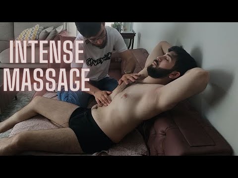 ASMR  BODY CHEST AND LEG INTENSE MASSAGE
