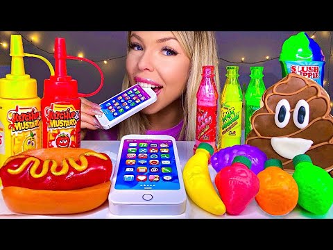 ASMR FRUIT CANDY, EDIBLE IPHONE, POOP EMOJI COOKIE, SLUSH PUPPY, HOTDOG GUMMI, SOUR CANDY MUKBANG 먹방