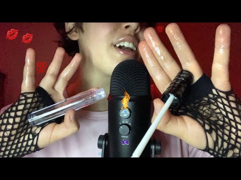 [ASMR] 🥴 Beijinhos melados no mic 💦  passando 100 camadas de gloss💋