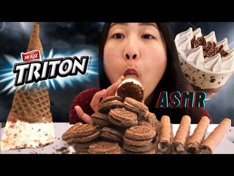 ASMR TRITON CHOCOLATE 🍫 ICE CREAM "CONE" 초콜릿 CHOCOLATE PARTY MUKBANG EXTREME CRUNCH Eating sounds