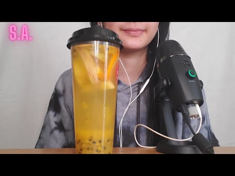 || ASMR || Fruit Juice + Passionfruit Drinking Sounds