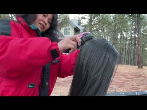 Relaxing Hair Styling Outdoor | ASMR | Different Styles W/ cute Accessories Hair Play Hair brushing