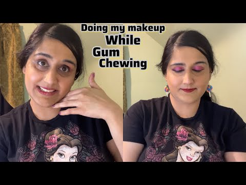 asmr doing my makeup while chewing gum