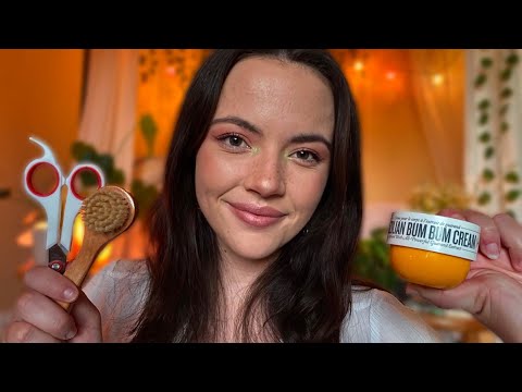 ASMR Pampering You To SLEEP | skincare, haircut, hairbrushing, personal attention [layered sounds]