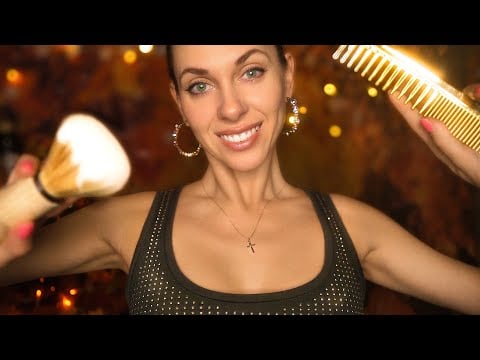 ASMR Sleep Inducing Barbershop Haircut ASMR, Shave, Massage, Roleplay,  OIL massage and RAIN