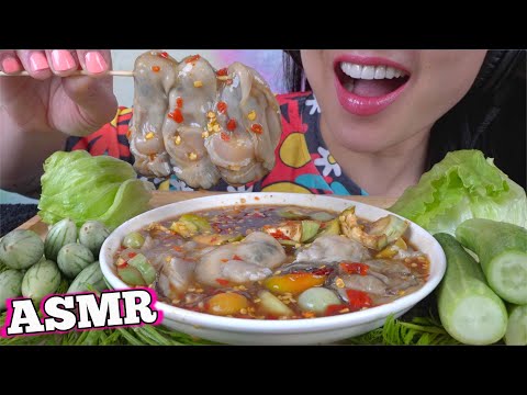 ASMR RAW SPICY OYSTER SALAD + FRESH VEGGIES (EATING SOUNDS) NO TALKING | SAS-ASMR