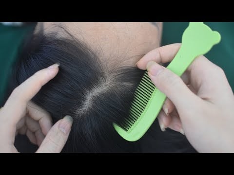 ASMR Hair Combing No Talking, Real Person Hair Parting & Scalp Scratch, Tingly Sound For Relaxation