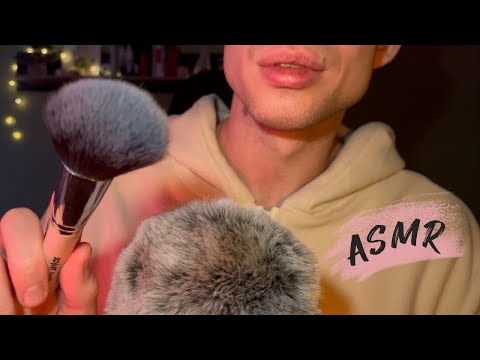 ASMR | Brushing Your Face Until You Sleep 😴 (low light, slow mouth sounds)