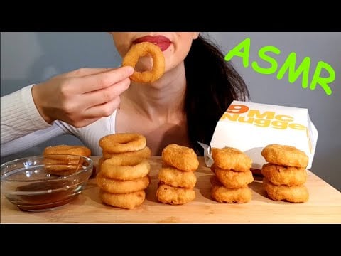 ASMR | Eating Chicken Nuggets and Onion Rings | Crispy sounds | No Talking | Lady M. ASMR