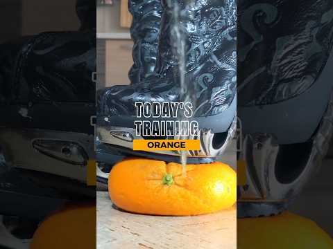 Pea vs. Juicy Orange! Oddly Satisfying Knee High Boots Crushing Food! ASMR