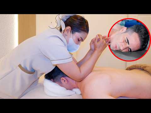 ASMR: Incredibly Relaxing Thai Back Massage with Head Water Spa