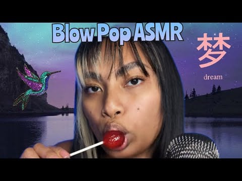 ASMR Cherry Blow Pop Lollipop With Satisfying Gum Chewing At The End