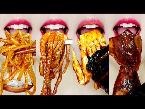 ASMR Spicy Seafood Boil & Malatang 🐙🦀🍜🔥 EMOJI FOOD MUKBANG 해물찜 & 마라탕 이모지 먹방 Eating Sounds