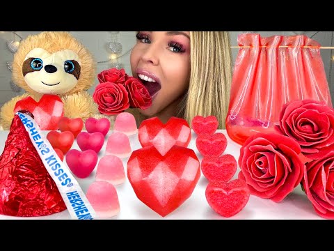 ASMR EDIBLE TEDDY BEAR, EDIBLE ROSES, GIANT HERSHEY KISS, CANDY MUKBANG 먹방