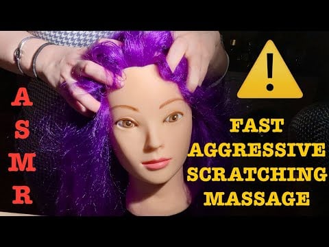 ASMR|⚠️FAST AGGRESSIVE SCALP FACE SCRATCHING MASSAGE TAPPING, EARS & HAIRLINE MANNEQUIN. ENG/ITA