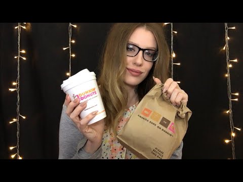 ASMR MUKBANG 🍩Dunkin Donuts☕️ Edition | Most Embarassing Grade School Stories