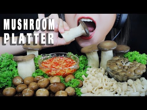 ASMR MUSHROOM PLATTER (OYSTER MUSHROOM+WHITE ENOKI + SHIITAKI + CRABS FLAVOR MUSHROOM) | LINH-ASMR