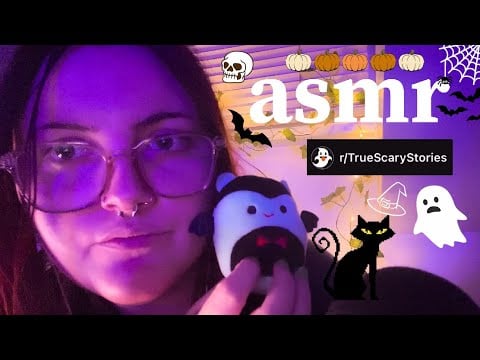 ASMR reading spooky reddit stories with whispering + tapping