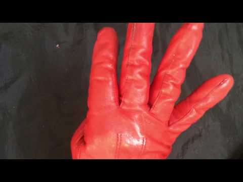 LEATHER GLOVES 💘  HANDS in RED LEATHER  [[ASMR]]