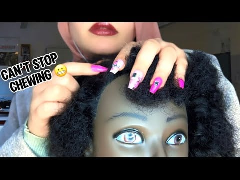 ASMR Scalp Scratching in Class | Gum Chewing Girl Behind You Plays With Your Hair 💆🏻‍♀️