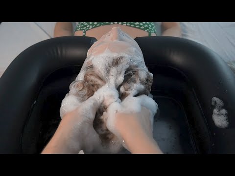 asmr hair wash and scalp massage *soapy tingles* no talking home spa