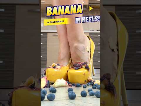 Banana Stuffed Heels vs. Blueberries! Barefoot Crushing Food! Oddly Satisfying! ASMR