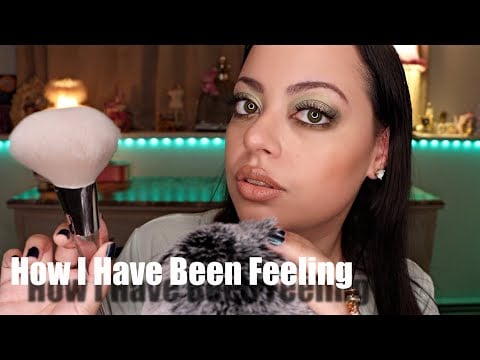 ASMR| Closeup Whisper Ramble - How I've Been Feeling  (fluffy mic, face brushing) Binaural