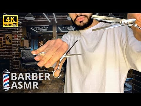 BARBER ASMR HAIRCUT No Talking - Barber Scissors ASMR Hair Cutting Sounds. ASMR Barber Roleplay