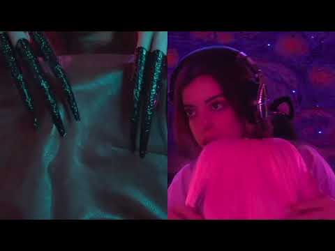 ASMR Split Screen ✨ Layered Head Massage + Leather Tapping Whispering, Ultra Tingly
