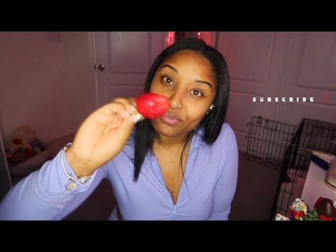 [ASMR] Edible Arrangements| Chocolate Juicy Strawberries Eating 🍫🍓| Crunchy Sounds