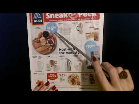 ASMR | Aldi Sneak Peek Sales Circulars Show & Tell w/Pointer (Whisper)