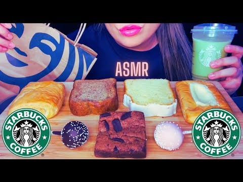 ASMR STARBUCKS DESSERTS MUKBANG 먹방 ( No Talking) Soft Eating Sounds | Mandy Foods ASMR