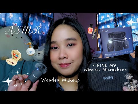 ASMR Doing Your Wooden Makeup with My New Microphone FIFINE M9 WIRELESS 🫶🏻🎤