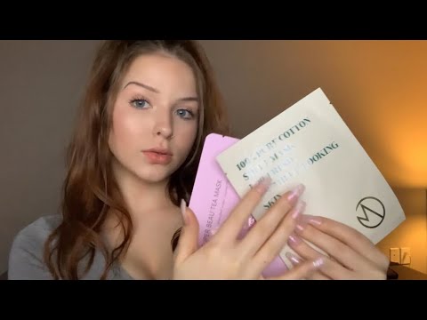 ASMR | Skincare products 💗 Relaxing tapping & crinkles