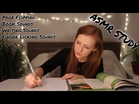 ASMR Page Flipping, ASMR Study, ASMR Writing Sounds, ASMR Finger Licking Sounds, ASMR Book Sounds