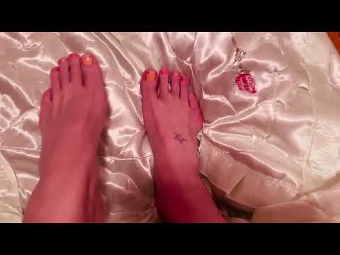 ASMR bare feet in satin