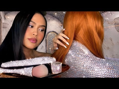 ASMR Bedazzled Spa 💎 Playing W/ Your Hair + Back Scratch (Your Back Is DIAMONDS) + Facial | Roleplay