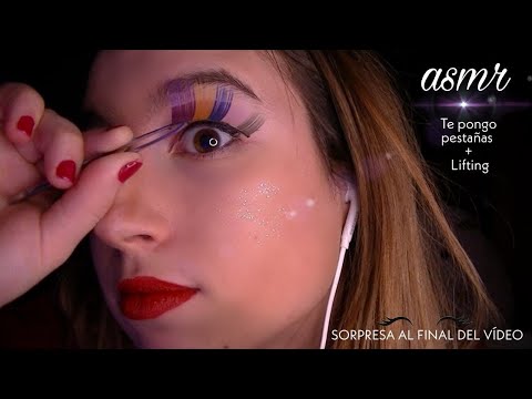 ASMR - Te pongo pestañas de colores y te hago un lifting + SORPRESA- Pau ASMR