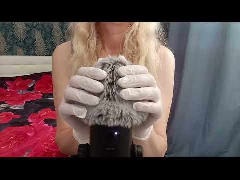 ASMR Pure Tingles:  White Gloves &  Fluffy Mic (No Talking)