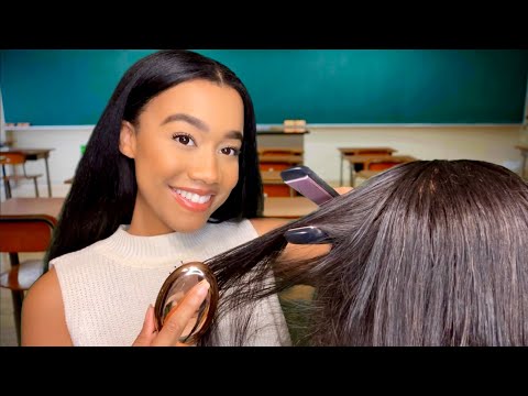 ASMR The Girl Behind You In Class Thinks School Is A Beauty Salon P2📚💆‍♀️ ASMR Hair Play