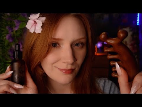 ASMR🥰 Comforting Scalp Massage with Oil, Face massage,Breathy whisper,Mouth sounds,Fluffy mic💆