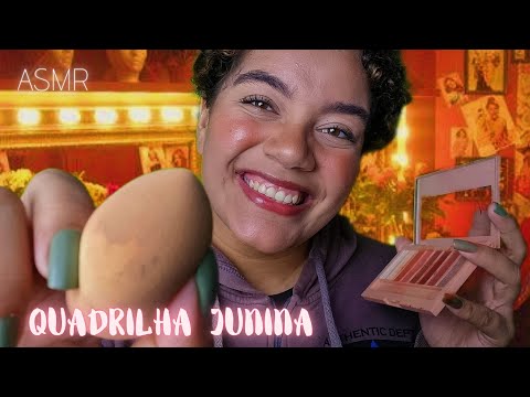 ASMR TE MAQUIANDO PARA QUADRILHA JUNINA 🎉🎊